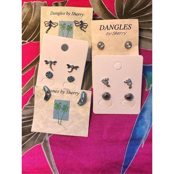 150A ONE .925 Sterling Silver Swarovski Dragonfly Dragon Turquoise Stud Earrings - Picture 4 of 4